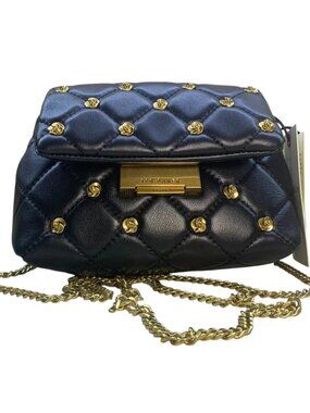 Ted Baker Ginn Leather Quilted Crossbody Bag NWT Black Gold